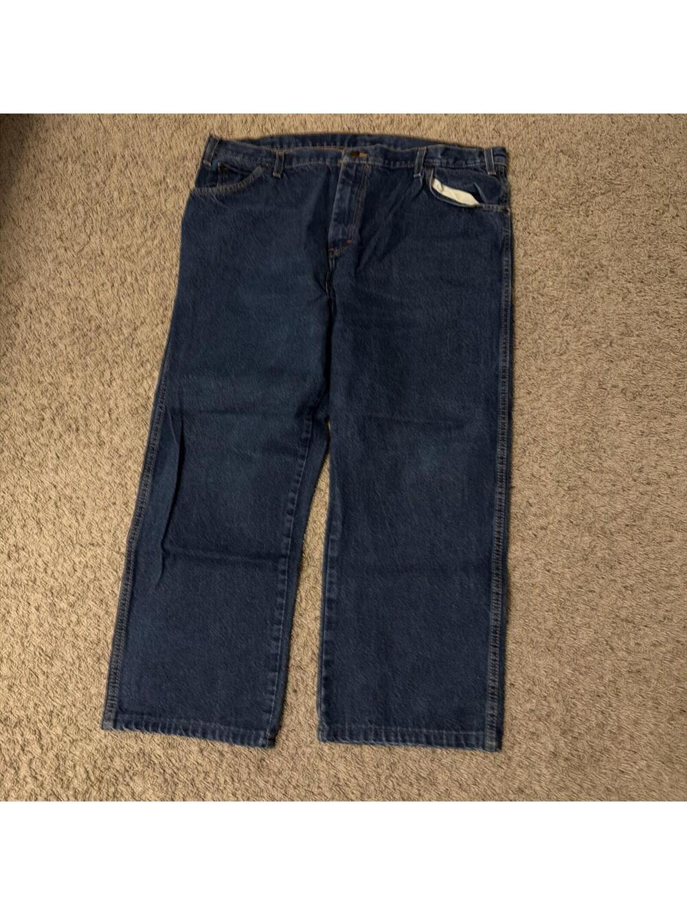 Dickies Jeans Mens 42x32 Blue Denim Reg Straight Leg Workwear 5 Pocket Zip Fly